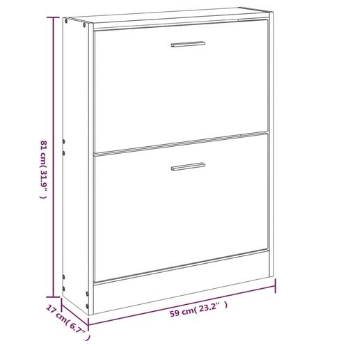 Skoskab 59x17x81 cm konstrueret træ egetræ