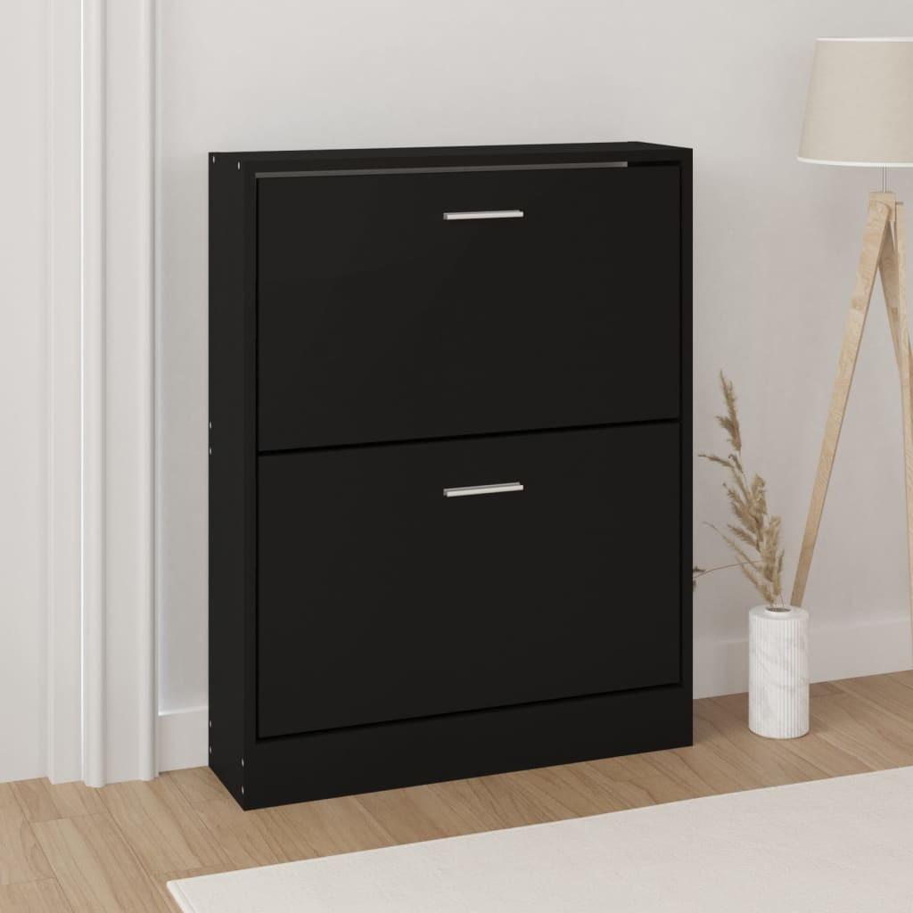 Skoskab 59x17x81 cm konstrueret træ sort