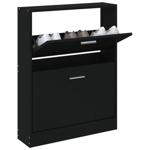 Skoskab 59x17x81 cm konstrueret træ sort