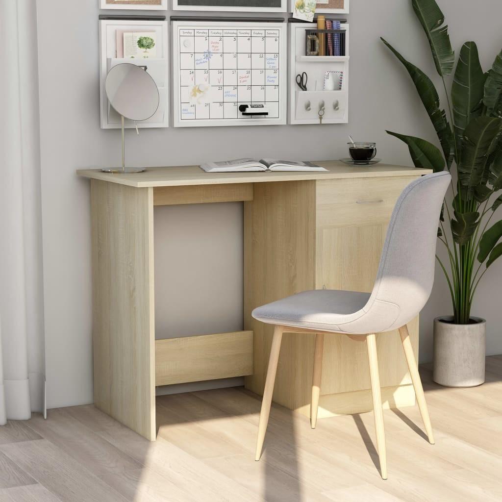 Skrivebord 100x50x76 cm konstrueret træ sonoma-eg
