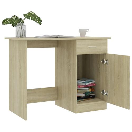 Skrivebord 100x50x76 cm konstrueret træ sonoma-eg