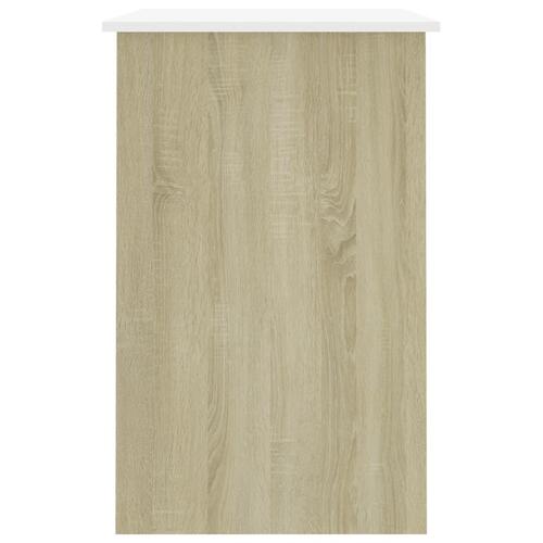 Skrivebord 100x50x76 cm konstrueret træ hvid og sonoma-eg
