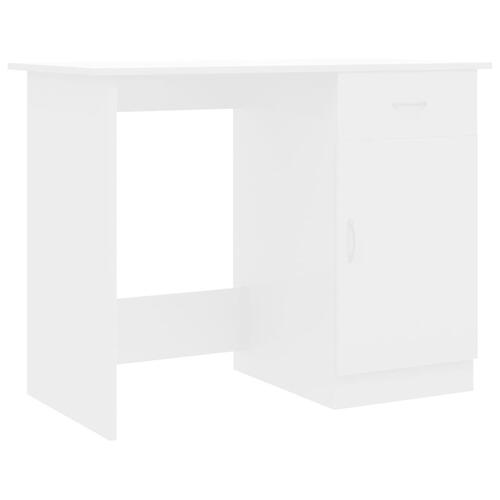 Skrivebord 100x50x76 cm konstrueret træ hvid højglans