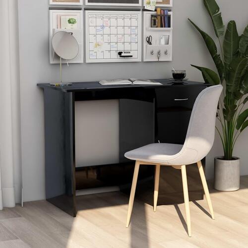 Skrivebord 100x50x76 cm konstrueret træ sort højglans