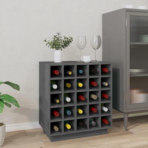 Vinreol 55,5x34x61 cm massivt fyrretræ grå