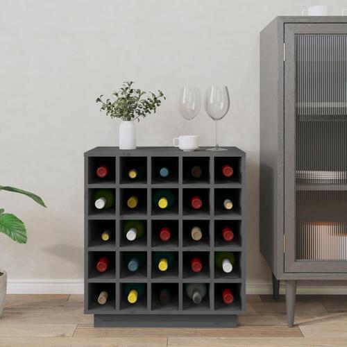 Vinreol 55,5x34x61 cm massivt fyrretræ grå
