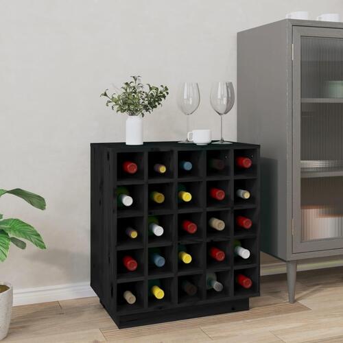 Vinskab 55,5x34x61 cm massivt fyrretræ sort