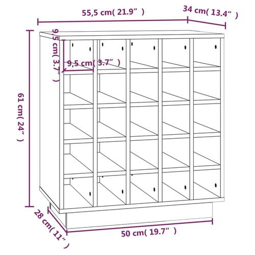 Vinskab 55,5x34x61 cm massivt fyrretræ sort