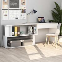 Skrivebord til hjørne 200x50x76 cm konstrueret træ hvid