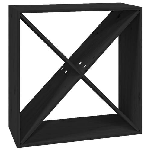 Vinreol 62x25x62 cm massivt fyrretræ sort