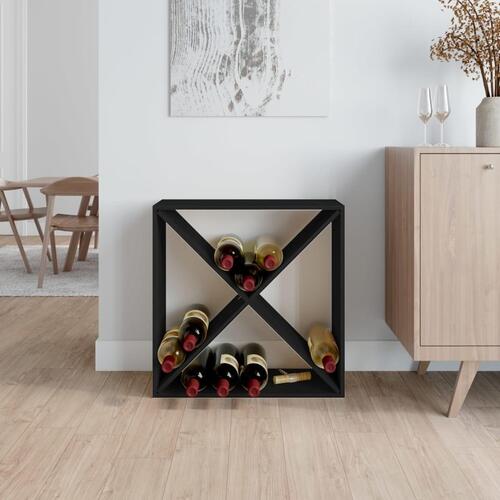 Vinreol 62x25x62 cm massivt fyrretræ sort