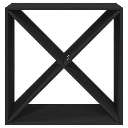 Vinreol 62x25x62 cm massivt fyrretræ sort