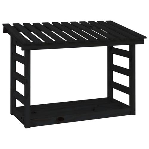 Brændestativ 108x64,5x78 cm massivt fyrretræ sort