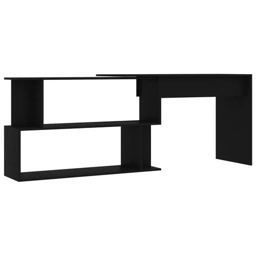 Skrivebord til hjørne 200x50x76 cm konstrueret træ sort