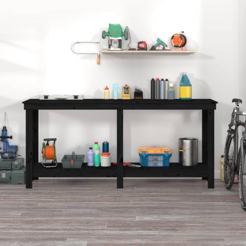 Arbejdsbord i massivt fyrretræ 180 × 50 × 80 cm - sort