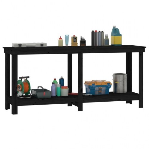 Arbejdsbord i massivt fyrretræ 180 × 50 × 80 cm - sort