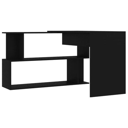 Skrivebord til hjørne 200x50x76 cm konstrueret træ sort