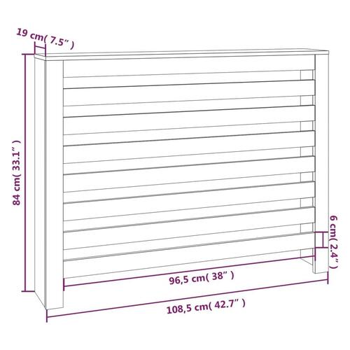 Radiatorskjuler 108,5x19x84 cm massivt fyrretræ hvid