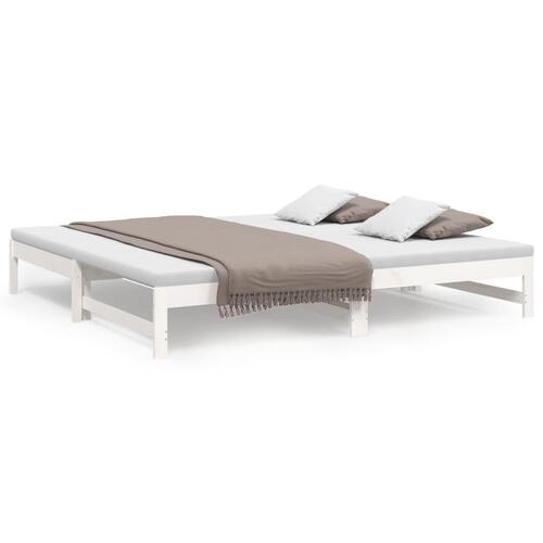 Daybed med udtræk 2x(100x200) cm massivt fyrretræ hvid