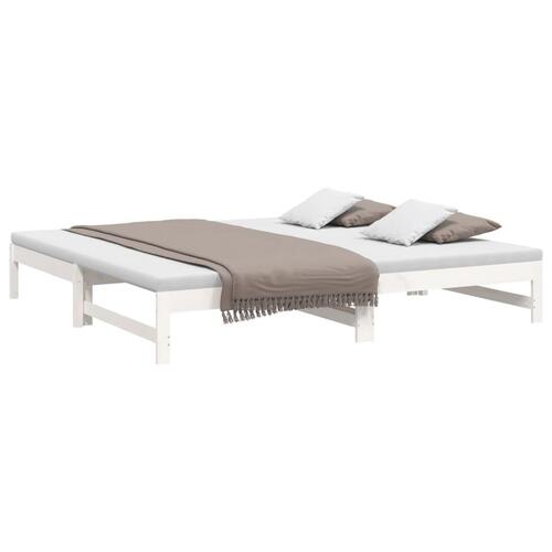 Daybed med udtræk 2x(100x200) cm massivt fyrretræ hvid