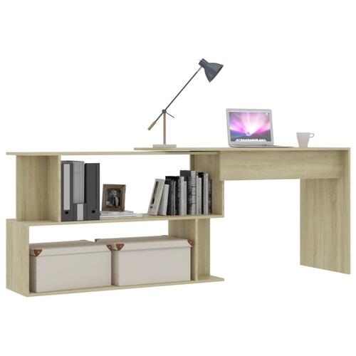 Skrivebord 200x50x76 cm konstrueret træ sonoma-eg