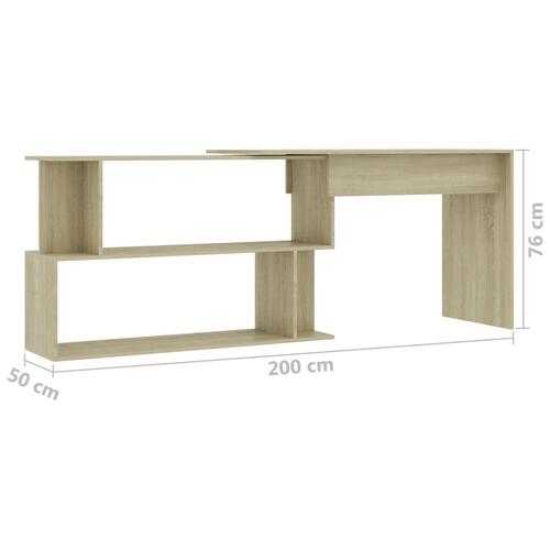 Skrivebord 200x50x76 cm konstrueret træ sonoma-eg