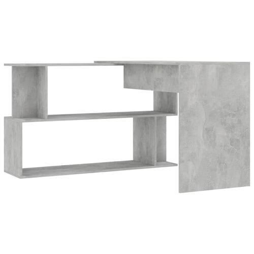 Skrivebord til hjørne 200x50x76 cm konstrueret træ betongrå