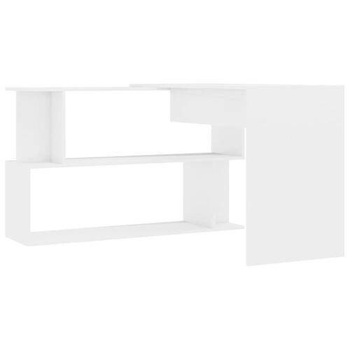 Skrivebord til hjørne200x50x76cm konstrueret træ hvid højglans