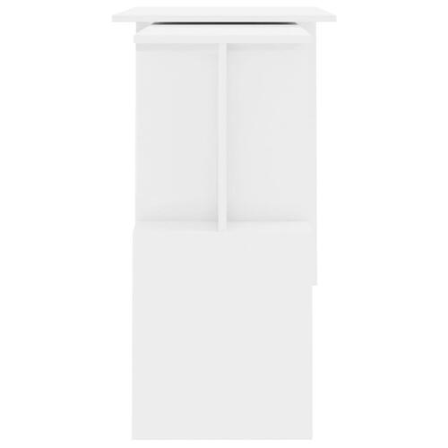 Skrivebord til hjørne200x50x76cm konstrueret træ hvid højglans