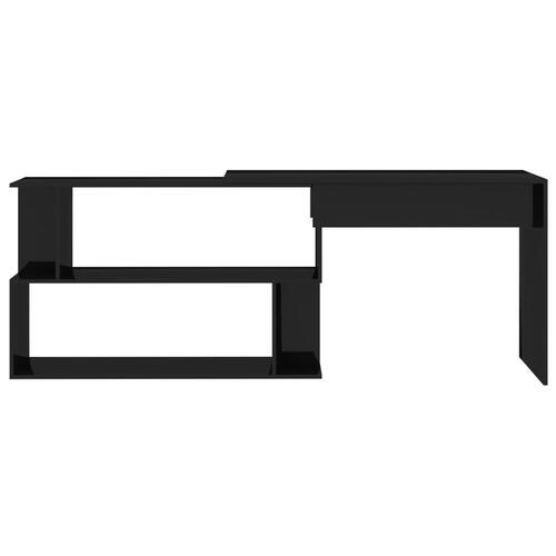 L-formet skrivebord 200x50x76 cm konstrueret træ sort højglans