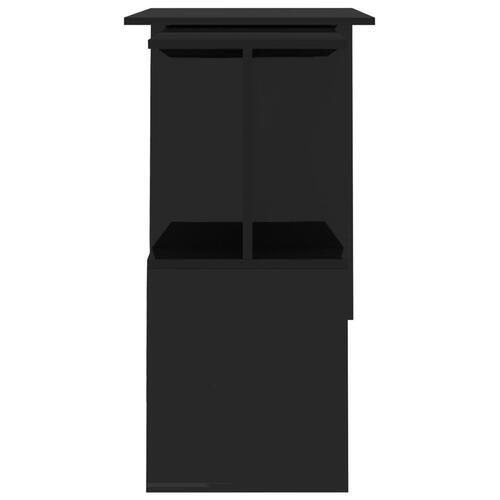 L-formet skrivebord 200x50x76 cm konstrueret træ sort højglans