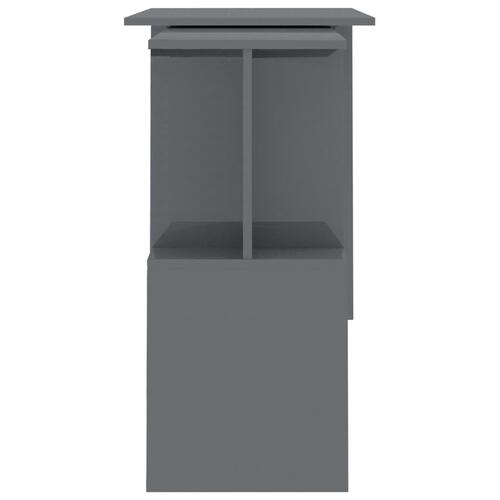 Skrivebord til hjørne200x50x76cm konstrueret træ grå højglans