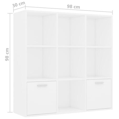 Bogreol 98x30x98 cm konstrueret træ hvid