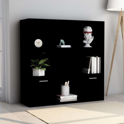 Bogreol 98x30x98 cm konstrueret træ sort