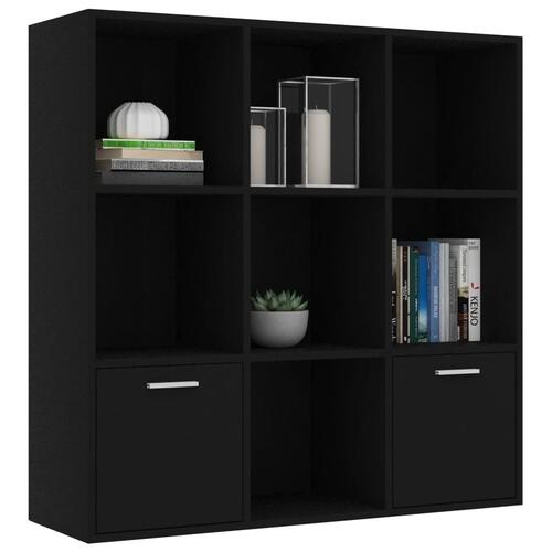 Bogreol 98x30x98 cm konstrueret træ sort