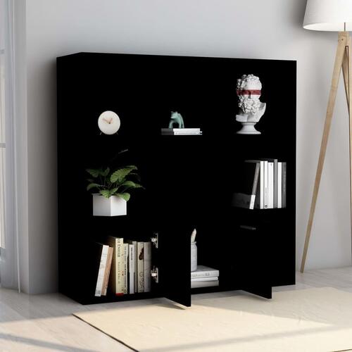 Bogreol 98x30x98 cm konstrueret træ sort