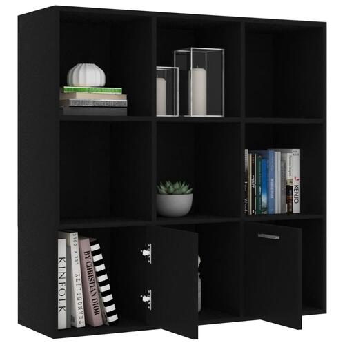 Bogreol 98x30x98 cm konstrueret træ sort