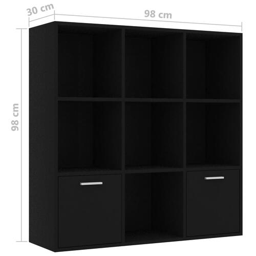 Bogreol 98x30x98 cm konstrueret træ sort