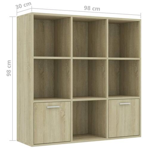 Bogreol 98x30x98 cm konstrueret træ sonoma-eg