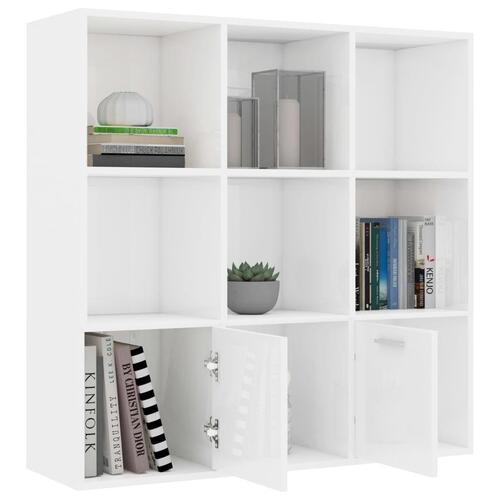 Bogreol 98x30x98 cm konstrueret træ hvid højglans