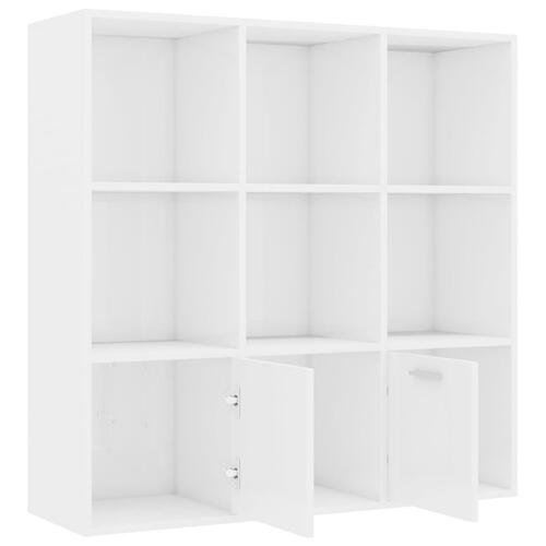Bogreol 98x30x98 cm konstrueret træ hvid højglans