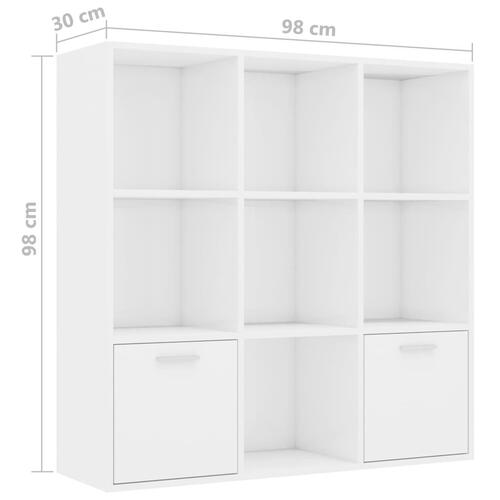 Bogreol 98x30x98 cm konstrueret træ hvid højglans