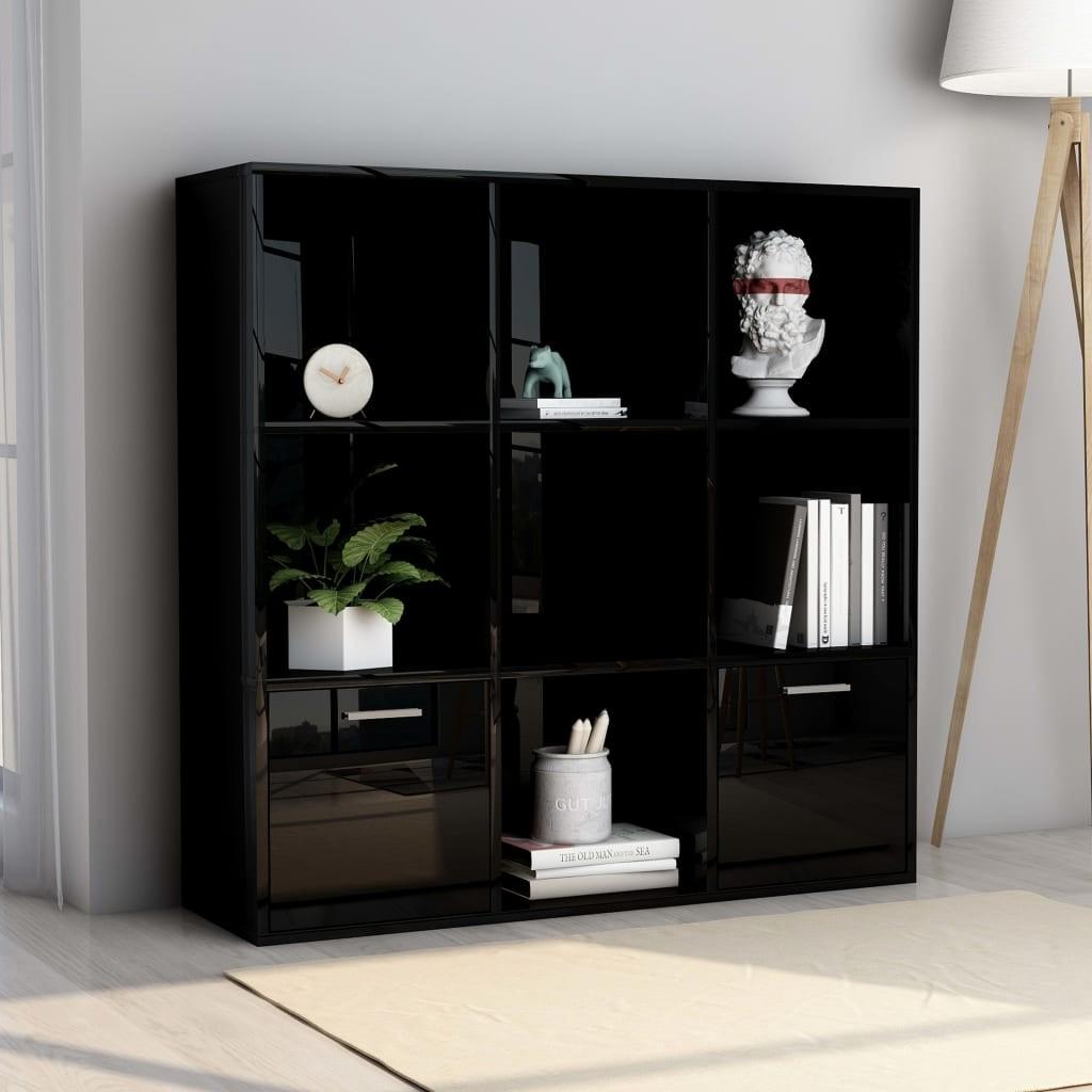 Bogreol 98x30x98 cm spånplade sort højglans