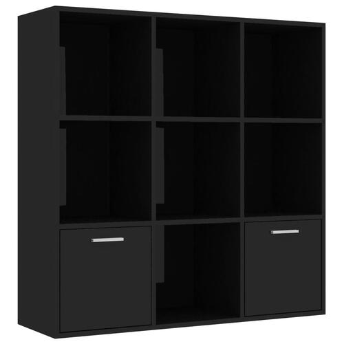 Bogreol 98x30x98 cm spånplade sort højglans
