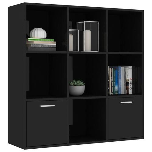 Bogreol 98x30x98 cm spånplade sort højglans