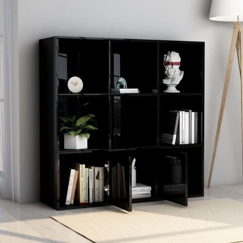 Bogreol 98x30x98 cm spånplade sort højglans