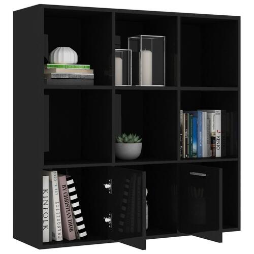 Bogreol 98x30x98 cm spånplade sort højglans