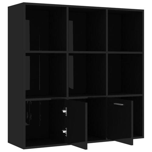 Bogreol 98x30x98 cm spånplade sort højglans
