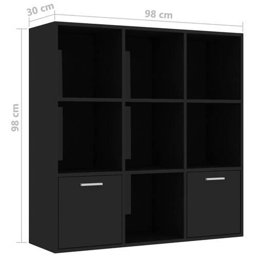 Bogreol 98x30x98 cm spånplade sort højglans