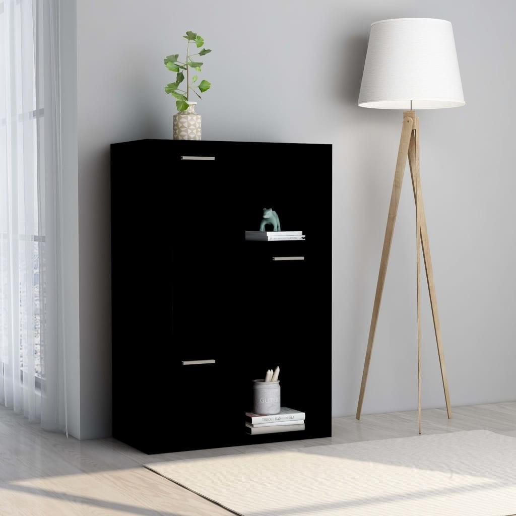Kontorreol 60x29,5x90 cm konstrueret træ sort